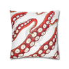 Red Octopus Kraken Tentacles Ink White Art Spun Polyester Square Pillow Case Home Decor