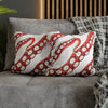 Red Octopus Kraken Tentacles Ink White Art Spun Polyester Square Pillow Case Home Decor