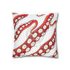 Red Octopus Kraken Tentacles Ink White Art Spun Polyester Square Pillow Case Home Decor