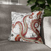 Red Octopus Kraken Tentacles Vintage Map Ink Art Spun Polyester Square Pillow Case 16 × Home Decor