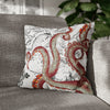 Red Octopus Kraken Tentacles Vintage Map Ink Art Spun Polyester Square Pillow Case 18 × Home Decor