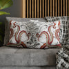 Red Octopus Kraken Tentacles Vintage Map Ink Art Spun Polyester Square Pillow Case Home Decor