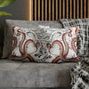 Red Octopus Kraken Tentacles Vintage Map Ink Art Spun Polyester Square Pillow Case Home Decor