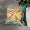 Red Octopus Kraken Watercolor Teal Art Spun Polyester Square Pillow Case 14 × Home Decor