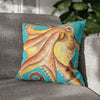 Red Octopus Kraken Watercolor Teal Art Spun Polyester Square Pillow Case 18 × Home Decor