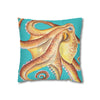 Red Octopus Kraken Watercolor Teal Art Spun Polyester Square Pillow Case Home Decor