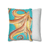 Red Octopus Kraken Watercolor Teal Art Spun Polyester Square Pillow Case Home Decor