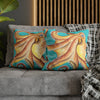 Red Octopus Kraken Watercolor Teal Art Spun Polyester Square Pillow Case Home Decor