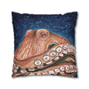 Red Octopus Stars Vintage Map Watercolor Art Spun Polyester Square Pillow Case Home Decor
