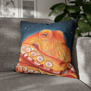 Red Octopus Stars Watercolor Art Spun Polyester Square Pillow Case 20 × Home Decor