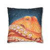 Red Octopus Stars Watercolor Art Spun Polyester Square Pillow Case Home Decor