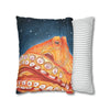 Red Octopus Stars Watercolor Art Spun Polyester Square Pillow Case Home Decor