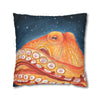 Red Octopus Stars Watercolor Art Spun Polyester Square Pillow Case Home Decor