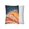 Red Octopus Stars Watercolor Art Spun Polyester Square Pillow Case Home Decor