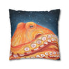 Red Octopus Stars Watercolor Art Spun Polyester Square Pillow Case Home Decor