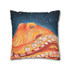 Red Octopus Stars Watercolor Art Spun Polyester Square Pillow Case Home Decor