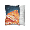 Red Octopus Stars Watercolor Art Spun Polyester Square Pillow Case Home Decor