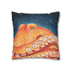 Red Octopus Stars Watercolor Art Spun Polyester Square Pillow Case Home Decor