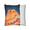 Red Octopus Stars Watercolor Art Spun Polyester Square Pillow Case Home Decor