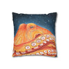 Red Octopus Stars Watercolor Art Spun Polyester Square Pillow Case Home Decor