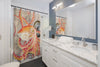 Red Octopus Tentacles Vintage Map Compass Shower Curtains Home Decor