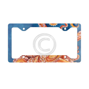 Red Octopus Tentacles Watercolor Art Metal License Plate Frame 12.3 X 6.5 / Glossy Accessories