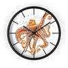 Red Pacific Octopus And The Bubbles Art Wall Clock Black / 10 Home Decor