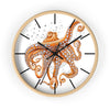 Red Pacific Octopus And The Bubbles Art Wall Clock Home Decor