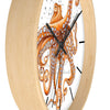 Red Pacific Octopus And The Bubbles Art Wall Clock Home Decor
