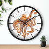 Red Pacific Octopus And The Bubbles Art Wall Clock Home Decor