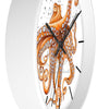 Red Pacific Octopus And The Bubbles Art Wall Clock Home Decor