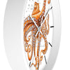 Red Pacific Octopus And The Bubbles Art Wall Clock Home Decor