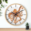 Red Pacific Octopus And The Bubbles Art Wall Clock Wooden / Black 10 Home Decor