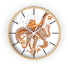 Red Pacific Octopus And The Bubbles Art Wall Clock Wooden / White 10 Home Decor