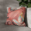 Red Pacific Octopus Kraken Tentacles Watercolor Art Spun Polyester Square Pillow Case 14 × Home