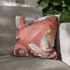 Red Pacific Octopus Kraken Tentacles Watercolor Art Spun Polyester Square Pillow Case 16 × Home