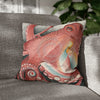 Red Pacific Octopus Kraken Tentacles Watercolor Art Spun Polyester Square Pillow Case 18 × Home