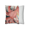 Red Pacific Octopus Kraken Tentacles Watercolor Art Spun Polyester Square Pillow Case Home Decor