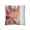 Red Pacific Octopus Kraken Tentacles Watercolor Art Spun Polyester Square Pillow Case Home Decor