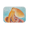 Red Pacific Octopus Watercolor Ink Art Bath Mat 24’ × 17’ Home Decor