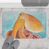 Red Pacific Octopus Watercolor Ink Art Bath Mat Home Decor