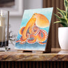 Red Pacific Octopus Watercolor Ink Art Ceramic Photo Tile 6’ × 8’ / Matte Home Decor