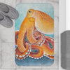 Red Pacific Octopus Watercolor Ink Ii Art Bath Mat Home Decor