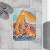 Red Pacific Octopus Watercolor Ink Ii Art Bath Mat Home Decor