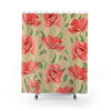 Red Poppies On Beige Watercolor Art Shower Curtain 71X74 Home Decor