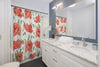 Red Poppies On White Watercolor Art Shower Curtain Home Decor