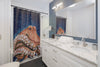 Red Rust Octopus Vintage Map Blue Cosmic Watercolor Art Shower Curtain Home Decor