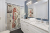 Red Seahorse Vintage Map Watercolor Shower Curtain Home Decor