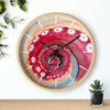 Red Tentacle Octopus Watercolor Ink Art Wall Clock Wooden / Black 10 Home Decor
