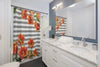 Red Tulips Vintage Grey Stripes Chic Shower Curtain Home Decor